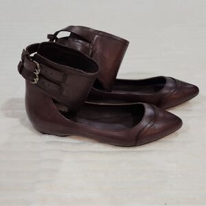 NEW LEON MAX Landon Ballet Flats in Brown Leather, Women's Size 7